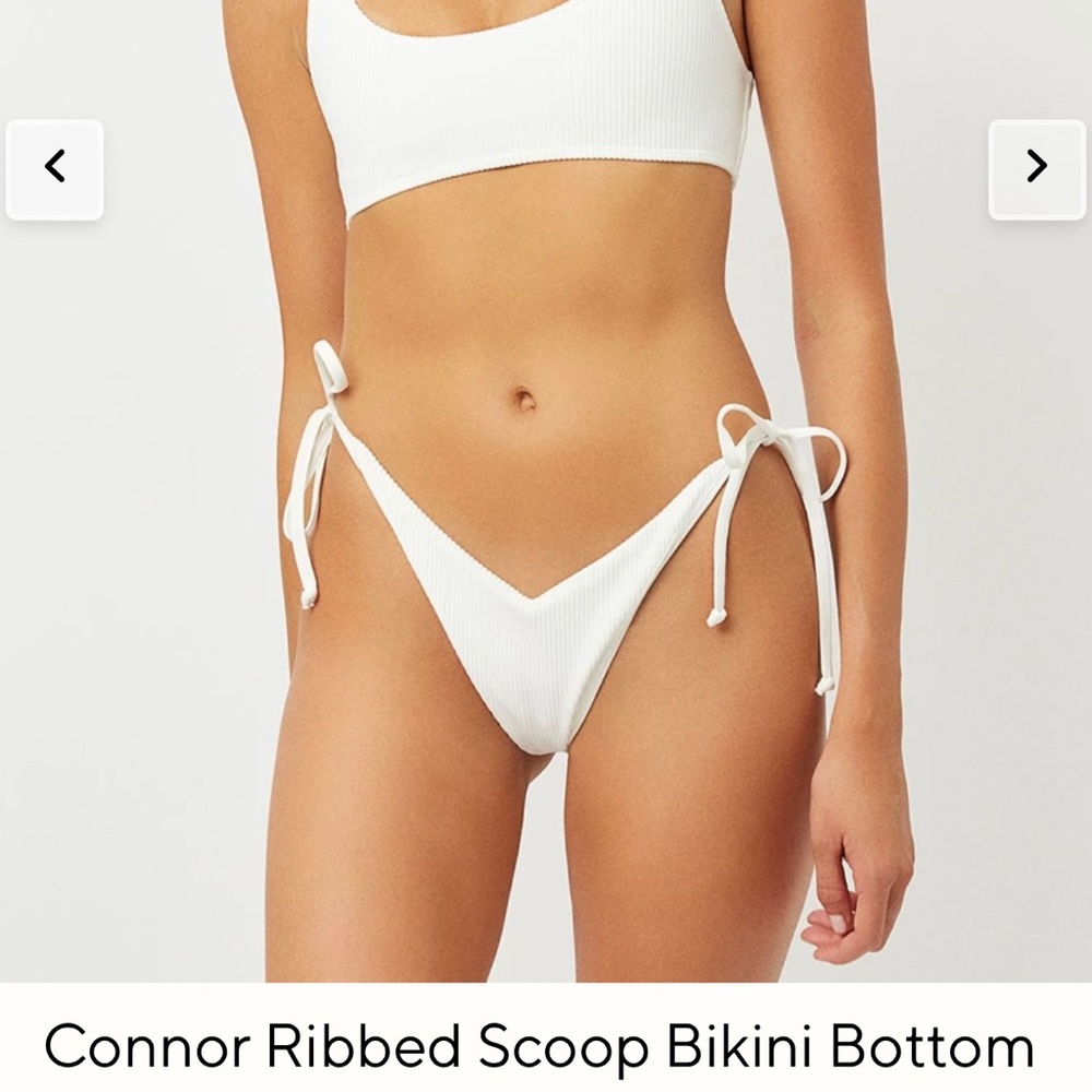 Frankie’s Bikinis White Conner Ribbed Bikini Bottom size S Small New with tags
